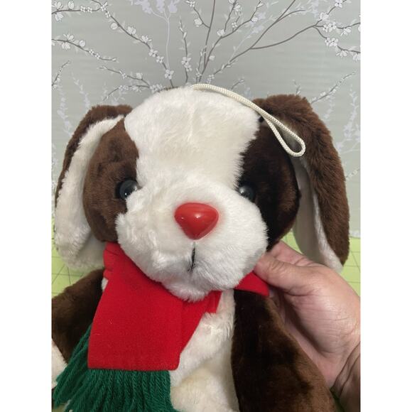 Vintage Fairview 1984 Christmas Puppy Dog Flat 16” Plush Stuffed Animal - Picture 7 of 8